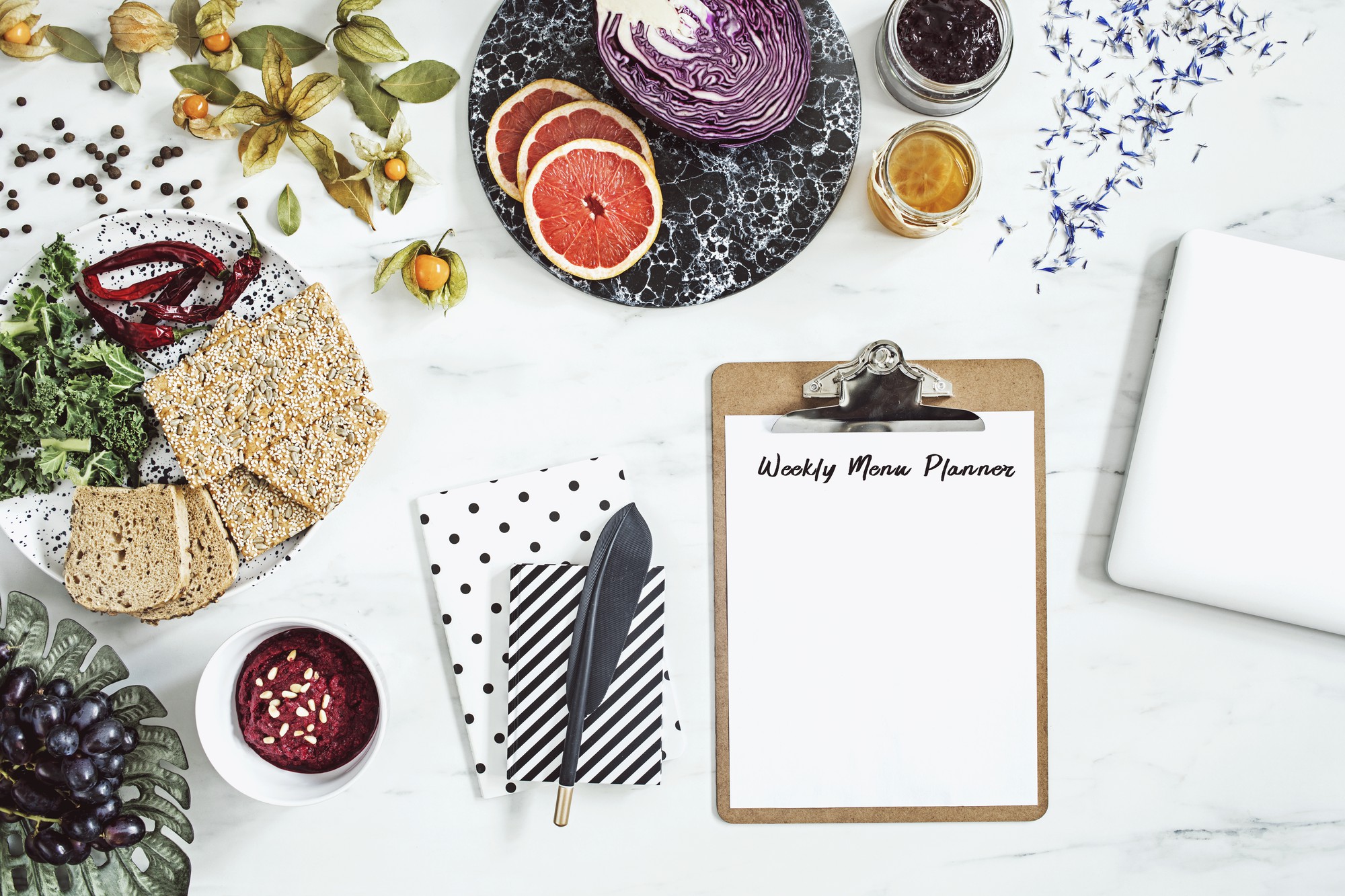 Subscription concept—menu cards and calendar